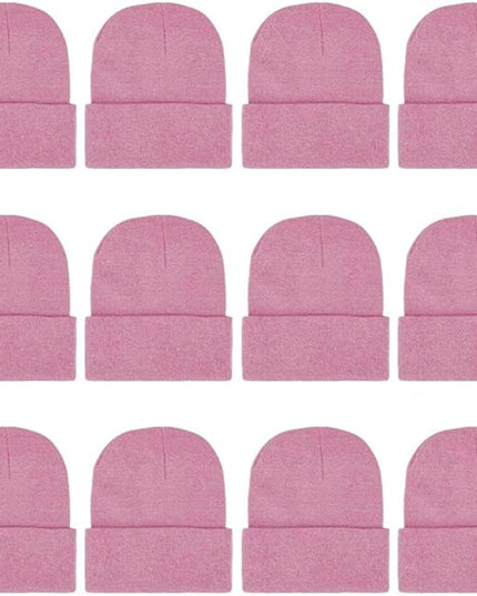 ZH 12-Pack Knitted Winter Beanie Hats for Men and Women, Warm and Cozy Cuffed Skull Caps, Bulk Purchase