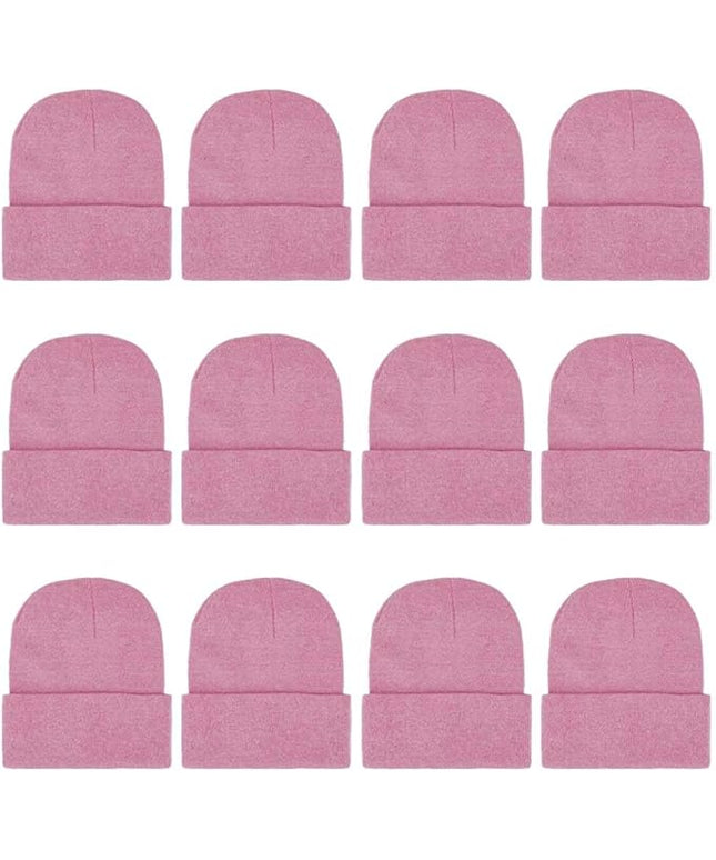ZH 12-Pack Knitted Winter Beanie Hats for Men and Women, Warm and Cozy Cuffed Skull Caps, Bulk Purchase