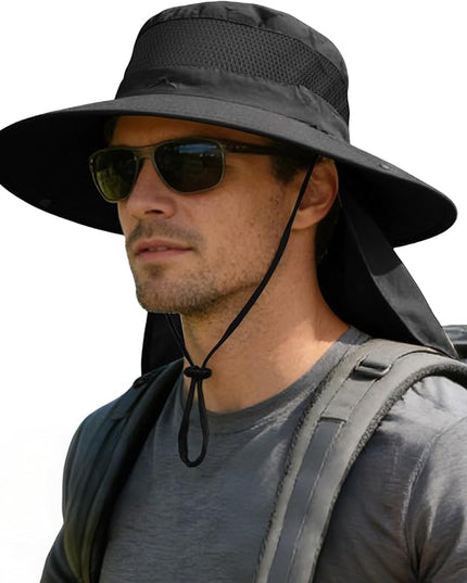 ZOORON Sun Hats for Men Women Fishing Hat with Neck Flap,UPF 50+ Sun Hat Waterproof Wide Brim Bucket Hats for Safari Hiking