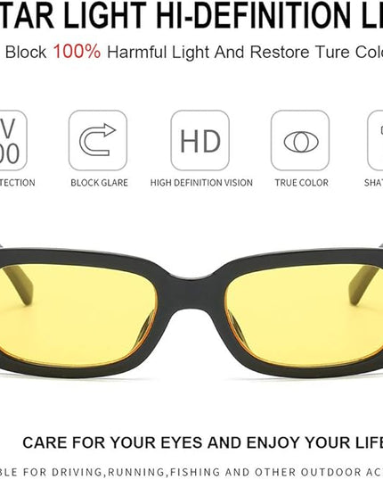 Dollger Rectangle Sunglasses for Women Men Trendy Retro Fashion Sunglasses UV 400 Protection Square Fram