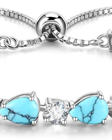 FANCIME Shine of Tears Birthstone Tennis bolo Bracelets Sterling Silver Tennis Bracelets Charm Fine Jewelry Birthday Gifts for Women Mom