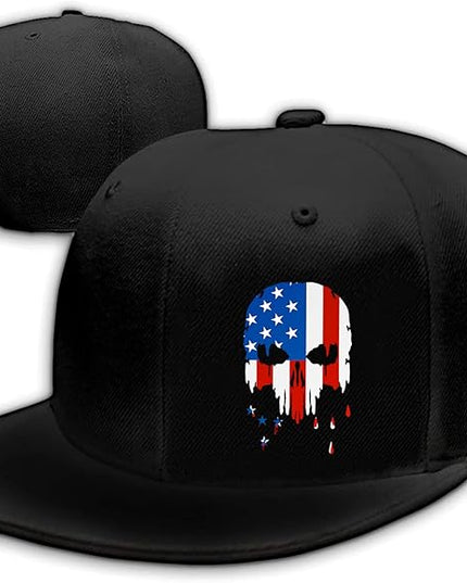 Skull Finger Flat Bill Hats for Men Black Mens Snapback Hat Baseball Cap Fitted Hat Rock N Roll Skeleton Hand Snap Backpack