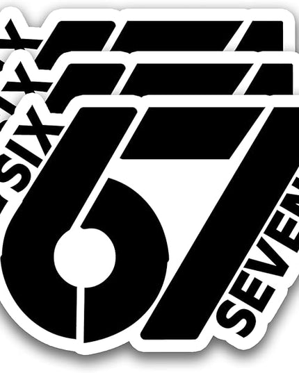 (3Pcs) Six Seven 67 Stickers Funny Gen Alpha Slang 6 7 Numbers Vinyl Decals Waterproof for Water Bottle, Laptop, Phone Case, Helmet, Scrapbooking, 3" x 2.1"