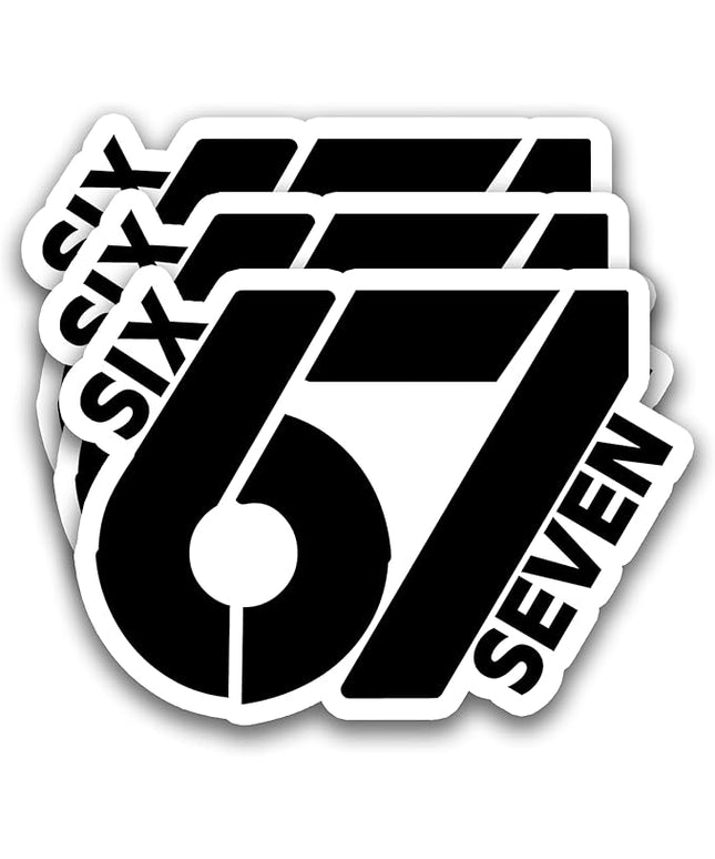 (3Pcs) Six Seven 67 Stickers Funny Gen Alpha Slang 6 7 Numbers Vinyl Decals Waterproof for Water Bottle, Laptop, Phone Case, Helmet, Scrapbooking, 3" x 2.1"