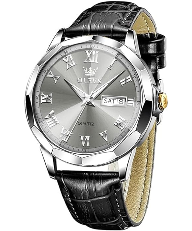 OLEVS Mens Watches Mens Leather Watch Ultra Thin Watches for Men Minimalist Watch with Leather Band Quartz Analog Dress Casual Simple Lightweight relojes para Hombres