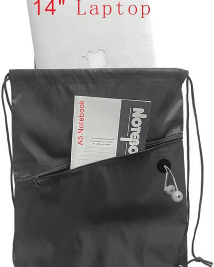 20PCS Drawstring Bag Sports Gym String Backpack Bulk Cinch Bag Sackpack with 2 layer Zip pocket for Yoga Gym Traveling (20, black)