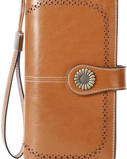 SENDEFN Wallets for Women Leather Credit Card Holder with RFID Blocking Large Capacity Wristlet | with RFID Blocking, Large Capacity, Wristlet, with RFID Blocking, Large Capacity, Wristlet