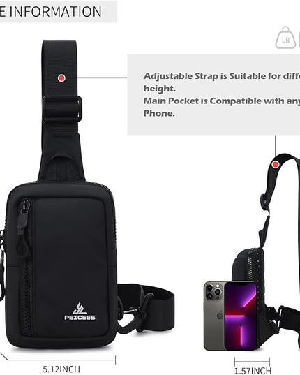 Peicees Small Crossbody Bag for Men Women Mini Sling Bag Travel Running Phone Daypack Cross Body Shoulder Bags with Keyholder