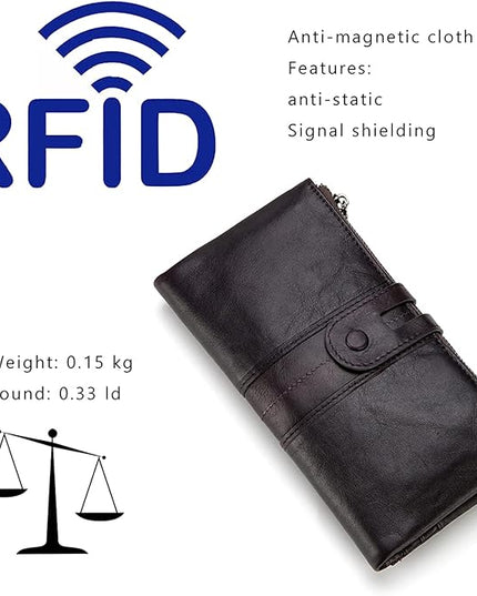 myfriday Women's RFID Blocking Genuine Leather Wallet, Bifold Long Clutch Wallet Money Clips Ladies Card Holder Purse