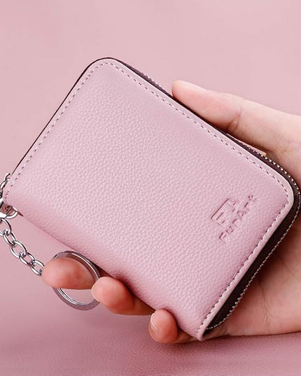 FurArt Zipper Wallet Women, RFID Blocking Credit Card Wallet, Business Card Holder, Compact Size KeyChain Wallet