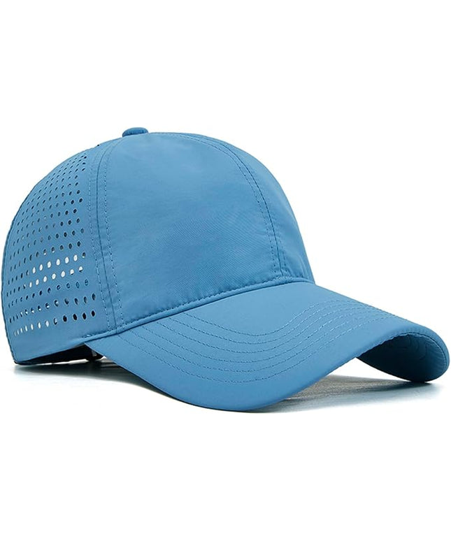 Xinveen Quick Dry Baseball Cap Curved Brim Snapback Hat Laser Cut Mesh Ball Cap Golf Ball Cap for Men Women