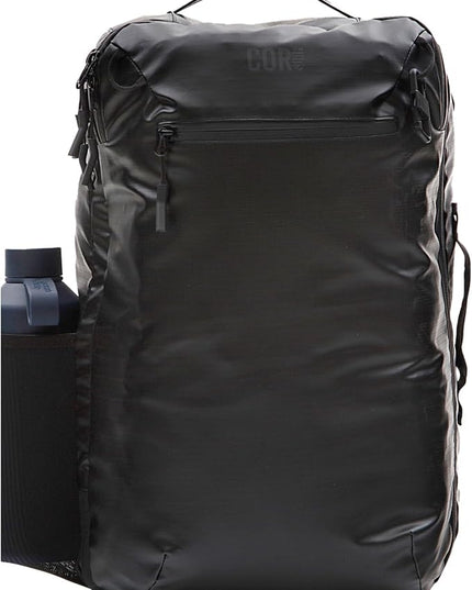 COR Surf Carry On Travel Backpack | Island Hopper 2.0 Ultralight | Airline Approved Personal Item Backpack | 34L Black with Black Zipper Waterproof Edition - FREE S-Clip Included