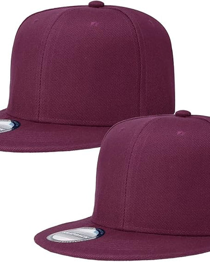 Classic Snapback Hat Cap Hip Hop Style Flat Bill Blank Solid Color Adjustable Size