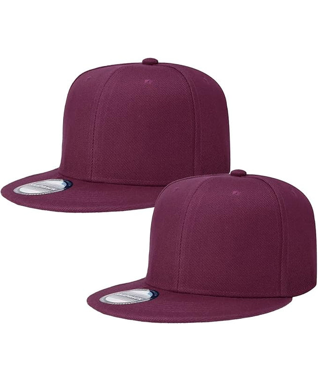 Classic Snapback Hat Cap Hip Hop Style Flat Bill Blank Solid Color Adjustable Size