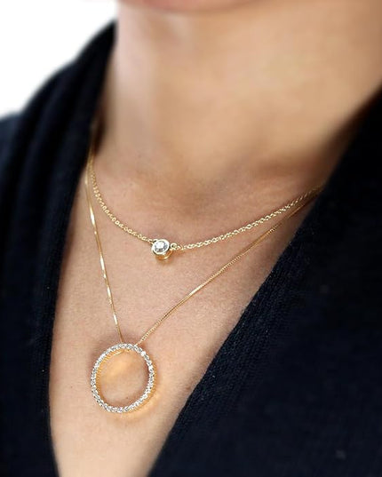 Diamond Wish 1/6 to 1 Carat Diamond Circle of Life Round Pendant Necklace for Women in 14k Gold (I1-I2, cttw) on 18 Inch Long Chain with Spring Ring Clasp