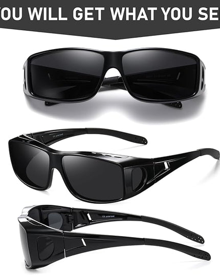 Wzerry Sunglasses Fit Over Glasses Polarized for Men Women, Wrap-Around Glasses UV400 Protection for Driving and Outdoor
