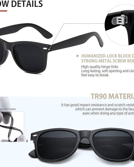 FEIDUSUN Sunglasses Men Polarized Sunglasses for Mens and Womens,Black Retro Sun Glasses Driving Fishing UV Protection