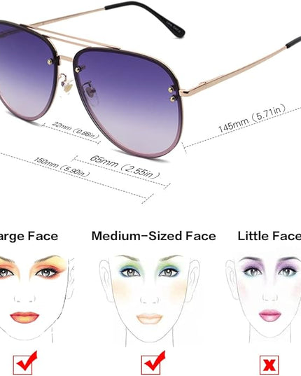 Trendy Oversized Aviator Sunglasses Womens, Retro Cute Big Shades Women's Fashion Sun Glasses UV Protection VF2203
