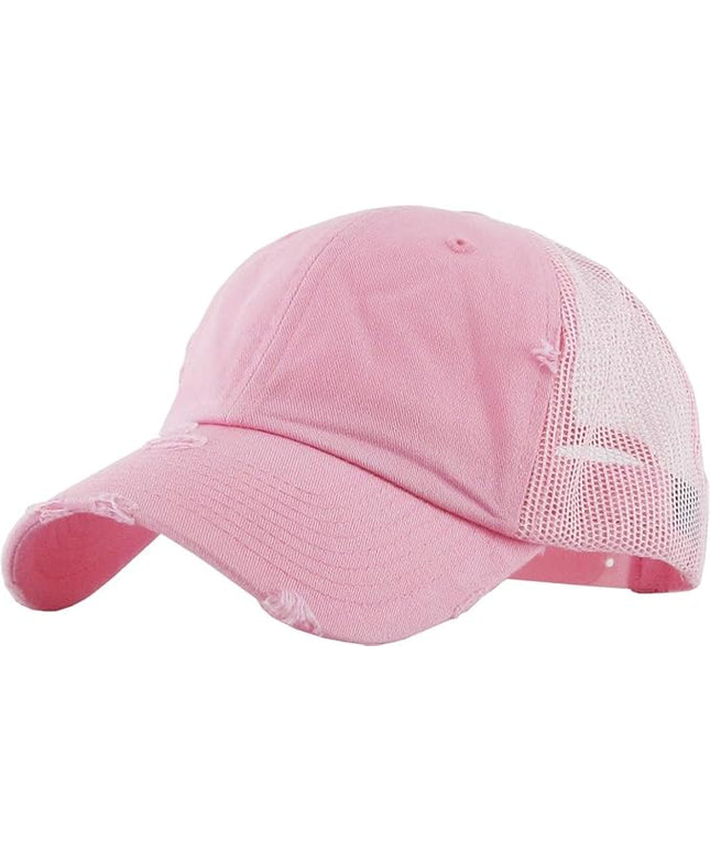 KBETHOS Vintage Washed Distressed Cotton Dad Hat Baseball Cap Adjustable Polo Trucker Unisex Style Headwear