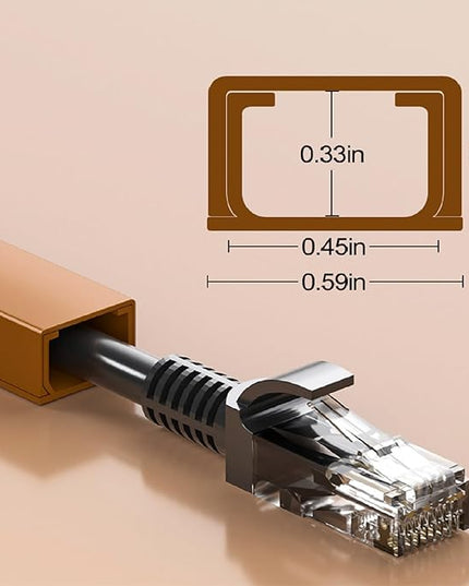 Yecaye Cord Hider, 113in Brown Cord Covers for Wires on Wall, One-Cord Cord Organizer, Easy Install Cable Management Kit, Cord Cover Home Office, W0.59in H0.4in, Brown