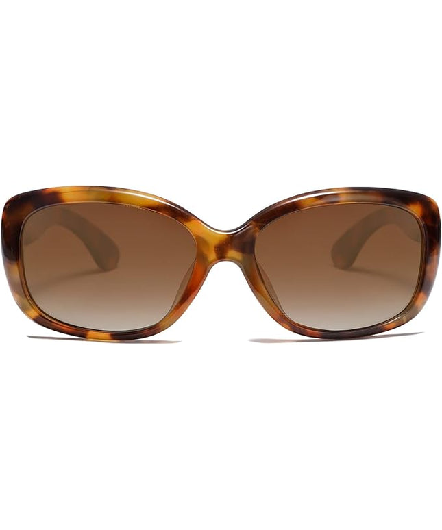 SOJOS Vintage Square Sunglasses for Women Polarized UV Protection Havana Frame SJ2111