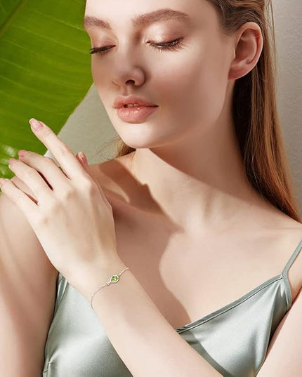 FANCIME Love Bracelet 925 Sterling Silver Infinity Birthstone Bracelets for Women Fine Jewelry Birthday Christmas Gifts for Her Mom Wife, Chain Length 6.7"+1.2" Extend