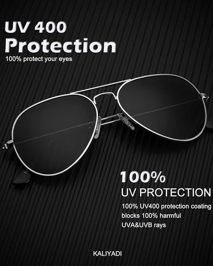 KALIYADI Classic Aviator Sunglasses for Men Women Driving Sun glasses Polarized Lens UV Blocking