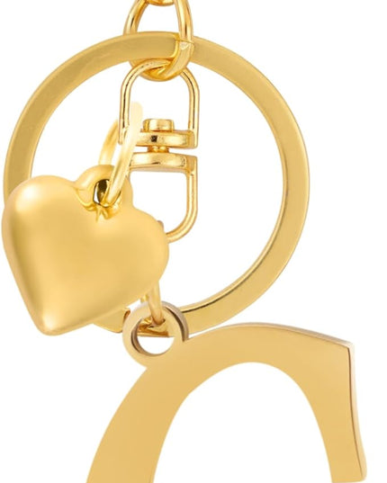 A-Z Heart Initial Letter Keychain, Stainless Steel Alphabet Charm for Handbags, Gift for Women and Girls