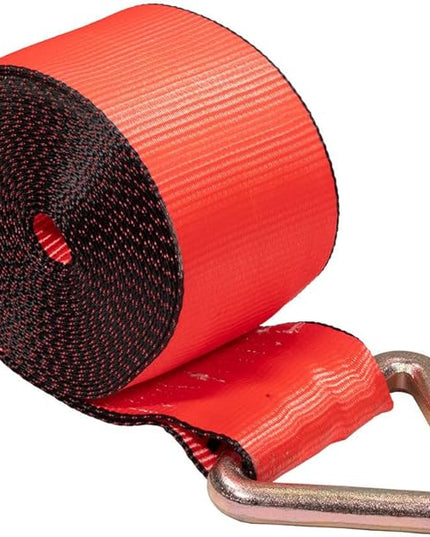 Mytee Products 10 Pack Winch Straps 4" x 30' Red Heavy Duty Tie Down w/Delta Ring WLL# 5400 lbs | 4 Inch Cargo Control for Flatbed Truck Utility Trailer