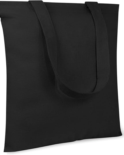 TOPDesign 10-Pack Economical 11.8"x13" Black Cotton Tote Bag, 5oz Lightweight Fabric, Small Reusable Grocery Shopping Cloth Bags, DIY Your Creative Designs