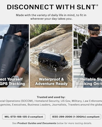 SLNT Waterproof Faraday Dry Bag - 420D Waterproof Nylon Signal Blocking Backpack - Protects Electronics from Water, Spying, Hacking - Blocks RFID, WiFi, Bluetooth, NFC, Cellular, GPS, EMF (5 Liter)