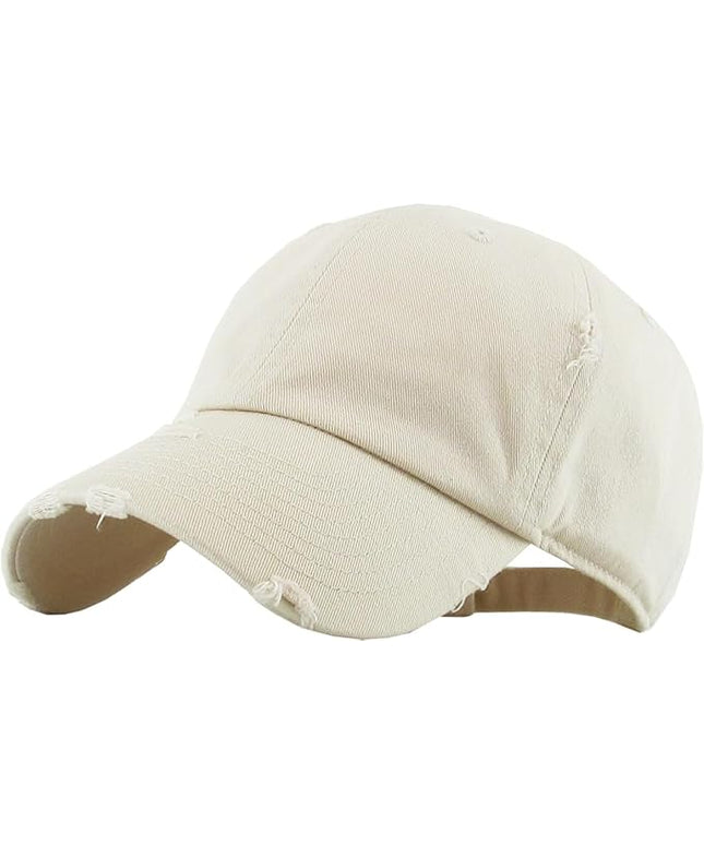 KBETHOS Vintage Washed Distressed Cotton Dad Hat Baseball Cap Adjustable Polo Trucker Unisex Style Headwear
