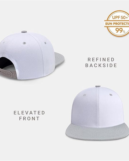 CHOK.LIDS Flat Bill Visor Classic Snapback Hat Blank Adjustable Brim High Top End Trendy Color Style Plain Tone Baseball Cap