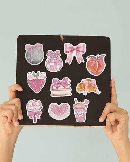 150pcs Coquette Stickers Cute Vinyl Laptop Sticker Monogram Decal Vintage Aesthetic StickersWaterproof Aesthetic Stickers, Pink Sticker Pack for Girls Water Bottles Laptop Computer Phone Guitar