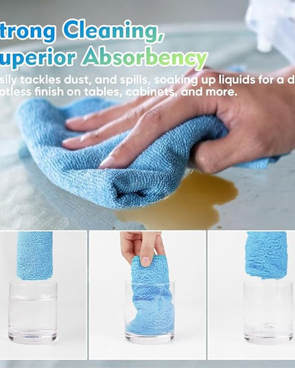 HOMEXCEL Blue Microfiber Cleaning Cloth 20 Pack 11.5 x 11.5 inch Microfiber Towels for Cars Ultra Absorbent Car Washing Cloth Lint Free Streak Free Cleaning Rags for Car, Kitchen Window