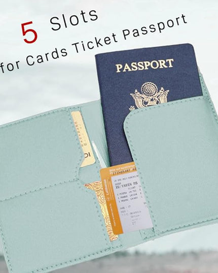 COSHAYSOO Green Passport Cover and Luggage Tag Set for Kids Teen Girls Women with Her Initial Letter, Fashionable Travel Bag Backpack Suitcase Identifier Gifts Teal L