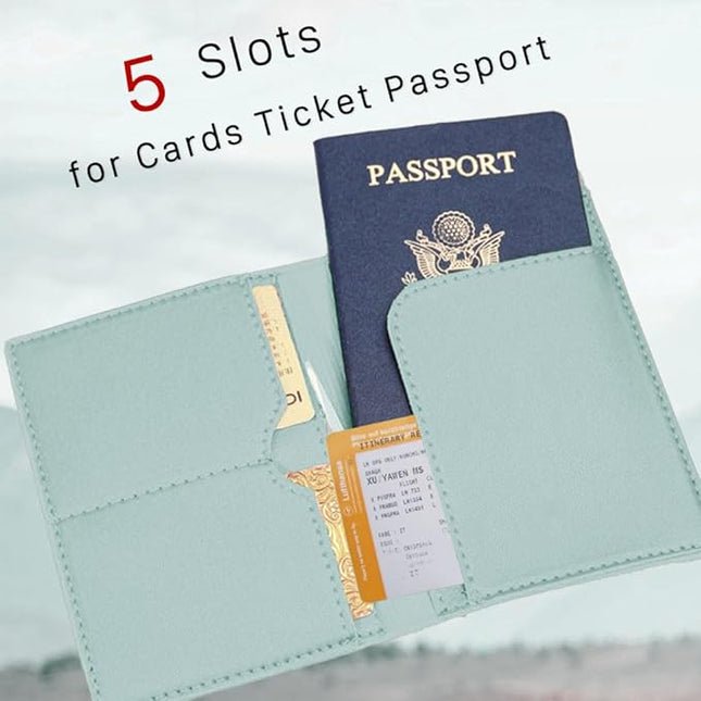 COSHAYSOO Green Passport Cover and Luggage Tag Set for Kids Teen Girls Women with Her Initial Letter, Fashionable Travel Bag Backpack Suitcase Identifier Gifts Teal L