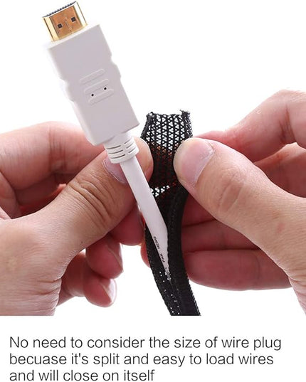 Alex Tech 10ft - 1/4 inch Cord Protector Wire Loom Tubing Cable Sleeve Split Sleeving For USB Cable Power Cord Audio Video Cable – Protect Cat From Chewing Cords - Black