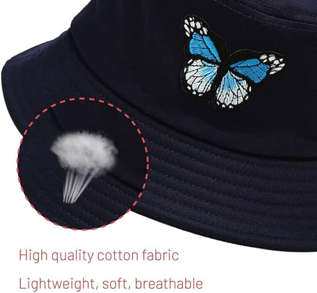 Cotton Bucket Hat for Women Men Summer Travel Sun Beach Bucket Cap, Unisex Outdoor Fisherman Hat