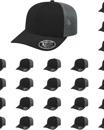 Cap America i8502 Flexfit 110 Premium Mid Profile 6-Panel Mesh Back Trucker Cap Hat w/UV Guard & Adjustable Snapback