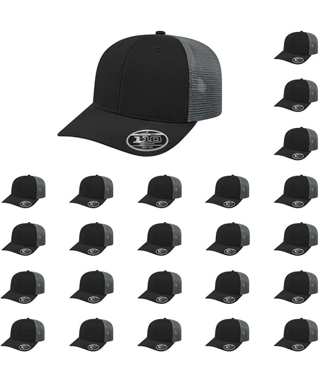 Cap America i8502 Flexfit 110 Premium Mid Profile 6-Panel Mesh Back Trucker Cap Hat w/UV Guard & Adjustable Snapback