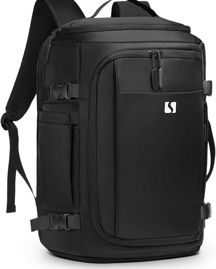 35L Travel Backpack 17" Laptop Backpack W/USB-C Port, Expandable Carry-On Bag, TSA Flight Approved Water-Resistant for Business College, Black