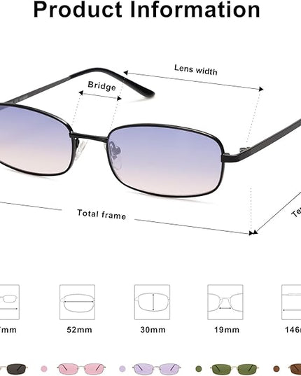 SOJOS Small Trendy Rectangle Sunglasses Womens Mens, Retro 80s 90s Y2k Chic Narrow Thin Skinny Sunnies SJ1187