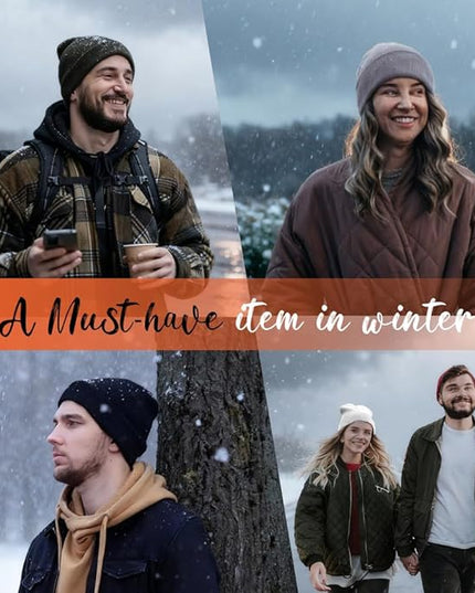 ZH 12-Pack Knitted Winter Beanie Hats for Men and Women, Warm and Cozy Cuffed Skull Caps, Bulk Purchase