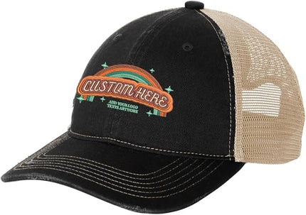INK STITCH C600 Custom Embroidery Texts Logo Distressed Trucker Caps