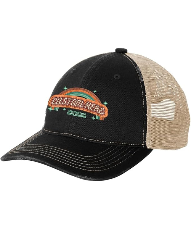 INK STITCH C600 Custom Embroidery Texts Logo Distressed Trucker Caps