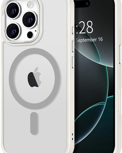 Hython Case for iPhone 16 Pro Case Magnetic Translucent Matte Phone Cases 6.3" [Compatible with MagSafe] Thin Slim Fit Shockproof Bumper Hard Protective Cover for Women Men Girls, Frosted Cream White