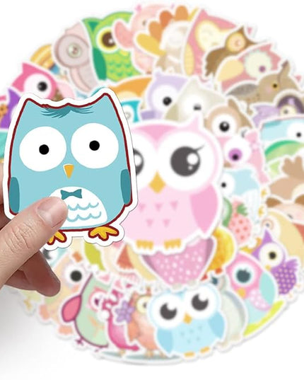 Colorful Cartoon Owl Vinyl Stickers, 50 PCS Waterproof Illustrated Bird Character Decals for Laptops, Scrapbooking, Journals, Notebooks, Water Bottles, Suitcases, Phones & DIY Decor