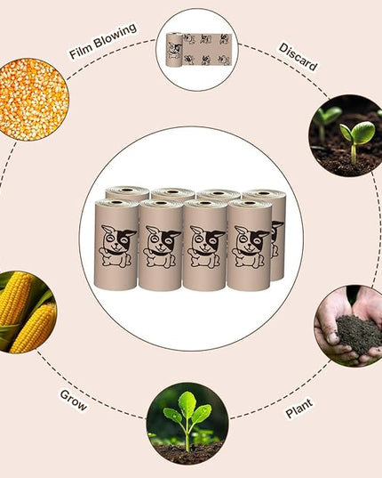 Coffee Dog Poo Bags Coffee scent - 120 Large Biodegradable Poop Bags, Extra Thicken Strong Corn Starch Blended Compostable Leak Proof Poop Waste Bag for Dogs