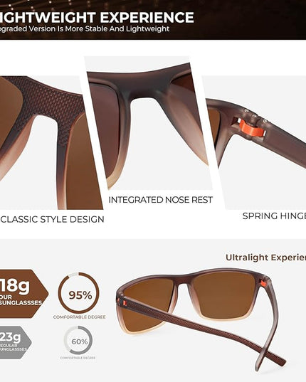 KALIYADI Polarized Sunglasses for Men, Lightweight Sun Glasses with UV Protection for Driving Fishing Golf